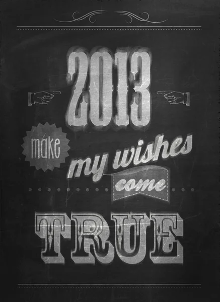Vintage Happy New Year Calligraphic And Typographic Background With Chalk Word Art On Blackboard — Stock Photo, Image