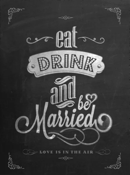 Wedding Invitation Vintage Typographic Background On Blackboard With Chalk — Stock Photo, Image