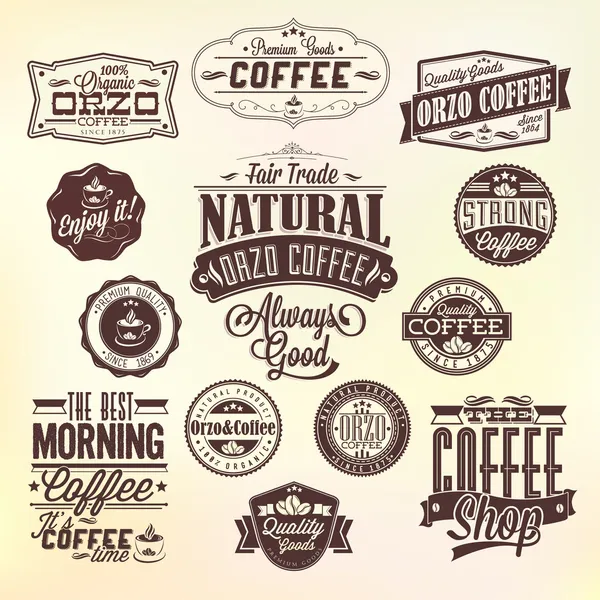 Set di etichette per caffè retrò vintage Orzo . — Foto Stock