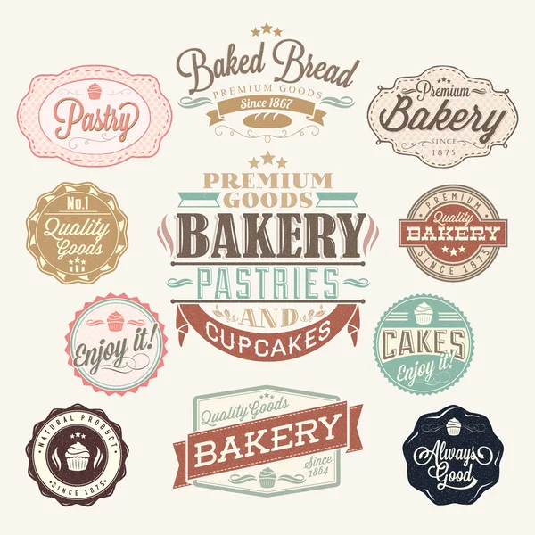 Badges et étiquettes de boulangerie rétro vintage — Photo