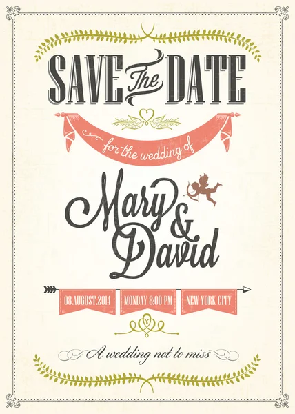Opslaan van de datum, de bruiloft uitnodigingskaart — Stockfoto