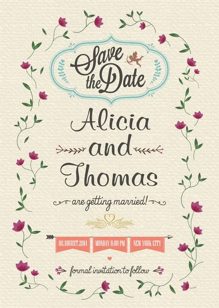 Enregistrer la date, carte d'invitation de mariage — Photo