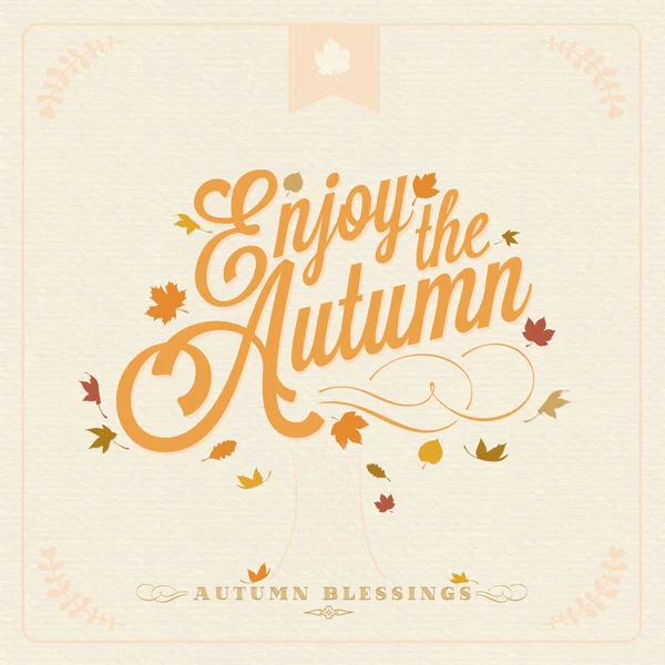 Geniet van de herfst vintage typografische achtergrond — Stockfoto