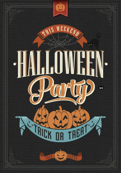 Feliz truco o trato de Halloween, ilustración de cartel vintage . —  Fotos de Stock