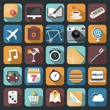 web ve mobil app için düz simgeler kümesi