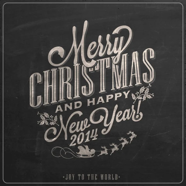 Винтажное Рождество и Новый год фон с типографикой на доске с мелом — стоковое фото