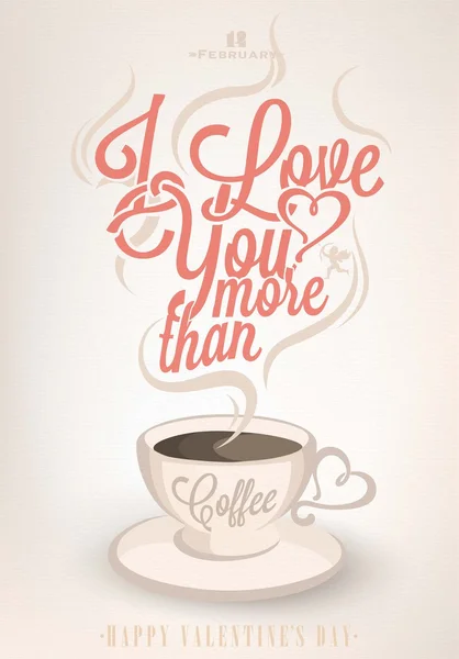 Happy Valentine 's Day Typographical Background With Coffee — стоковое фото
