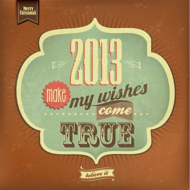 Vintage sene kaligrafi ve tipografik arka plan
