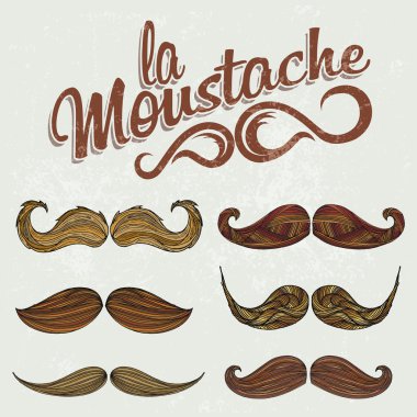 renkli elle çizilmiş bıyık set