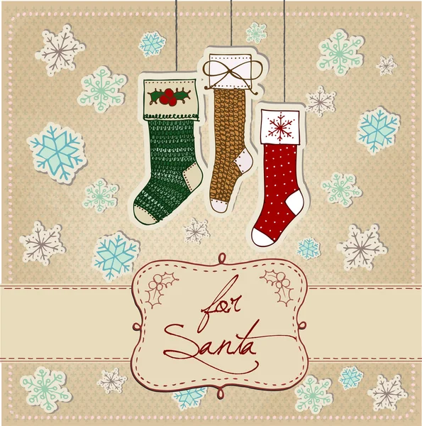 Doodle Textured Christmas Socks — Stock Vector