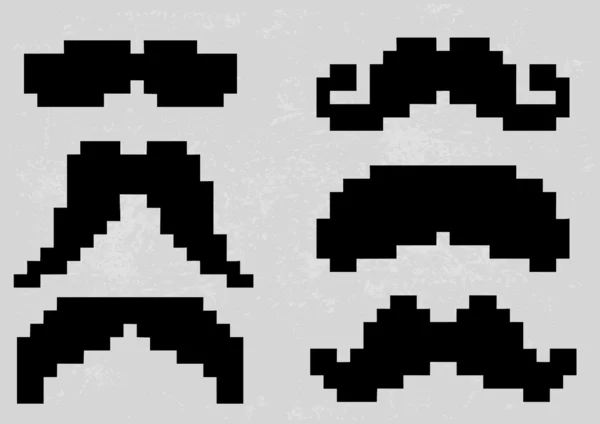 Pixel Mustache conjunto — Vector de stock
