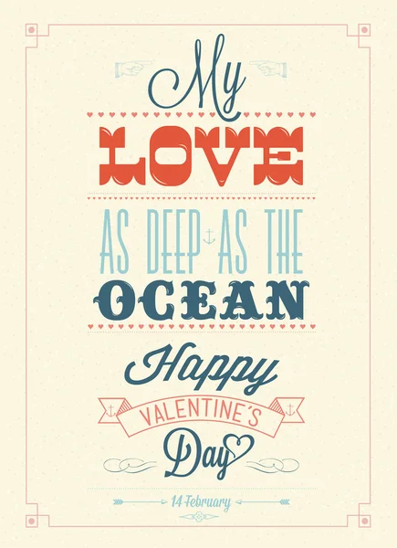 Happy valentine's day hand belettering - typografische achtergrond — Stockvector