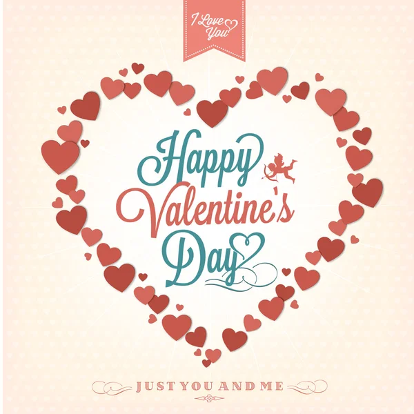 Happy Valentine's Day Background With Hearts — Stock Vector