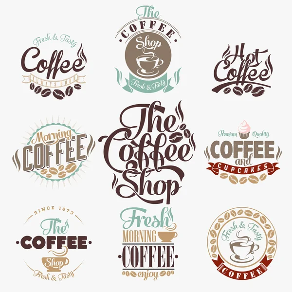 Set Of Vintage Retro Coffee Labels. — Stock Vector