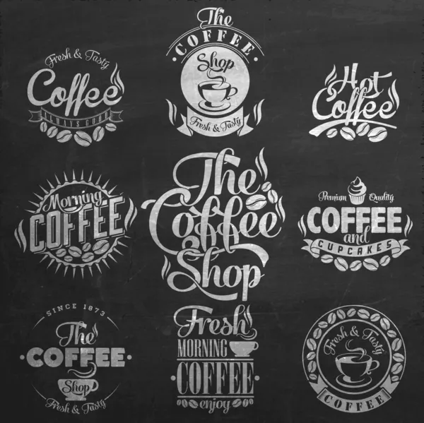 Kara tahta üzerinde Vintage kahve Etiketler .