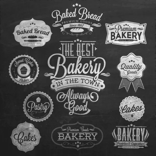 Badges et étiquettes de boulangerie rétro — Image vectorielle