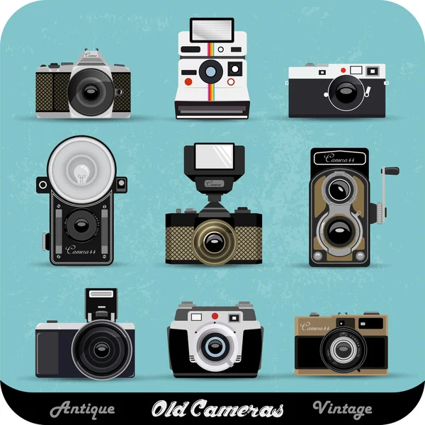Conjunto de câmeras vintage — Vetor de Stock