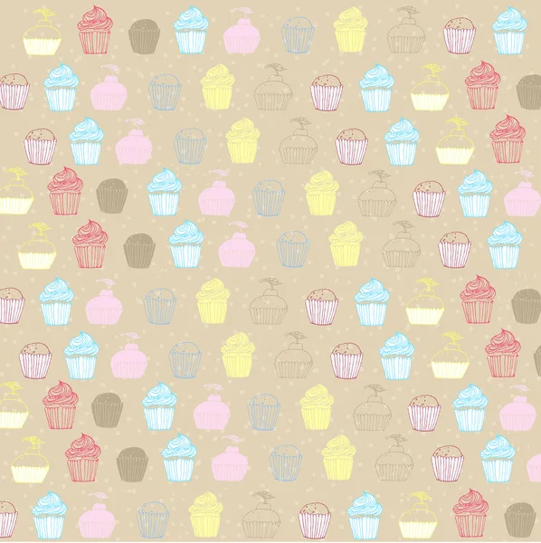 Cupcakes seamless mönster — Stock vektor