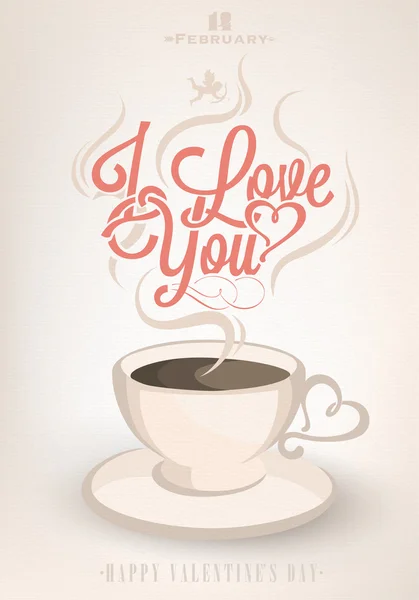 Happy valentine's day achtergrond met koffie — Stockvector