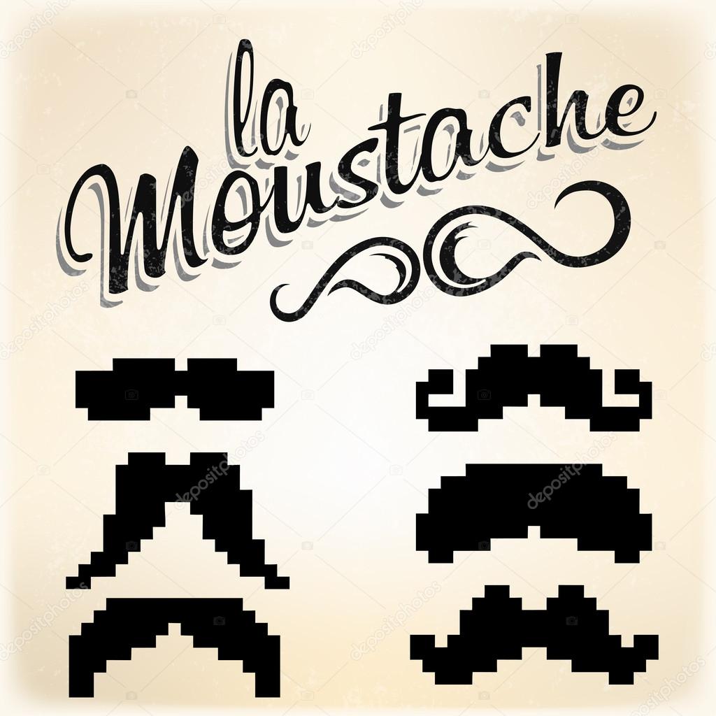 Pixel Mustache set