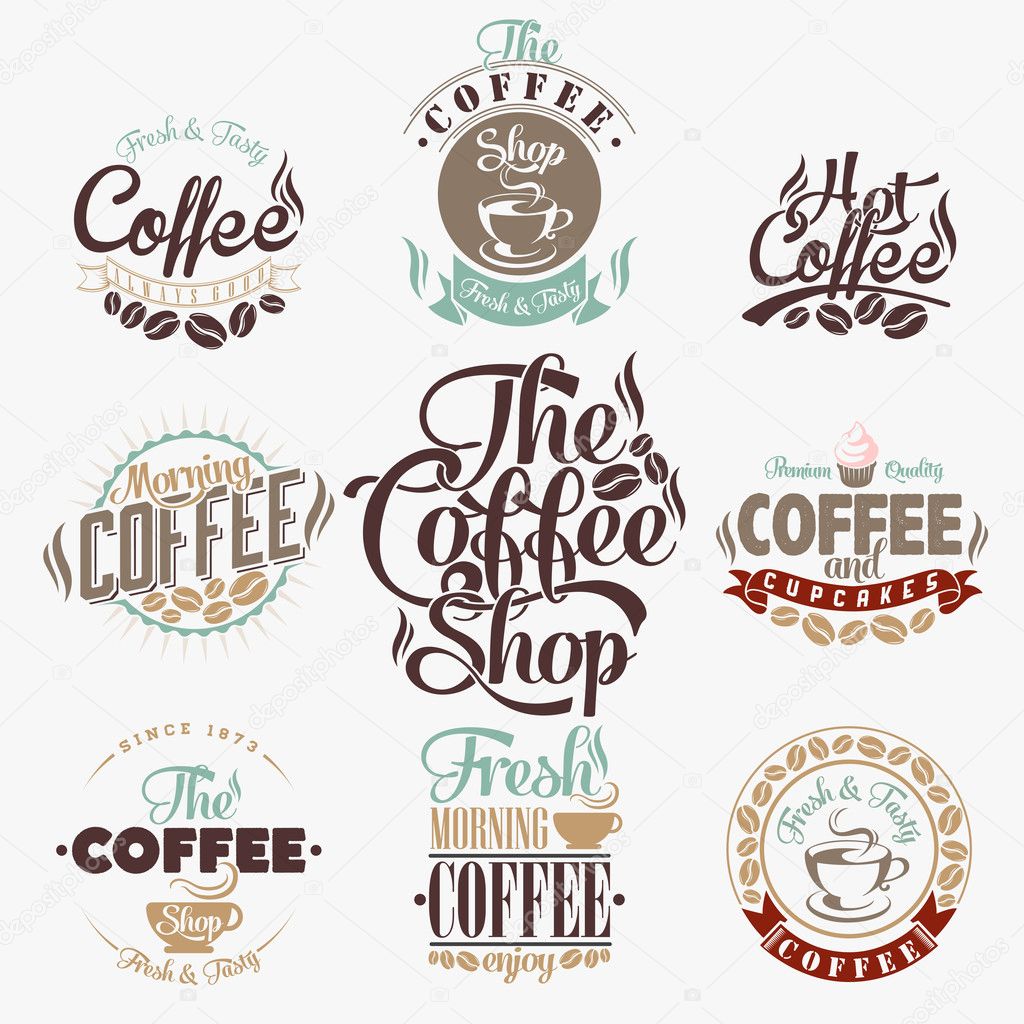 Set Of Vintage Retro Coffee Labels.