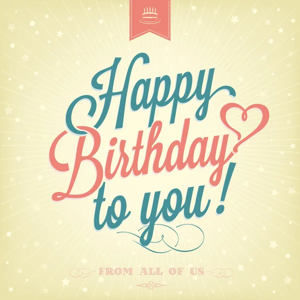 Vintage Happy Birthday Arrière-plan typographique — Image vectorielle