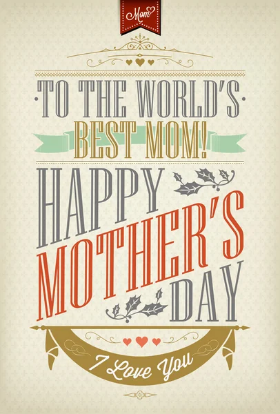 Vintage Happy Mother 's Day typographischer Hintergrund — Stockvektor