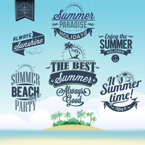 Retro elements for Summer calligraphic designs — Stock Vector