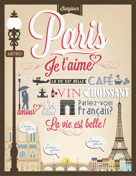 paris simgeleri ve simge ile Retro poster