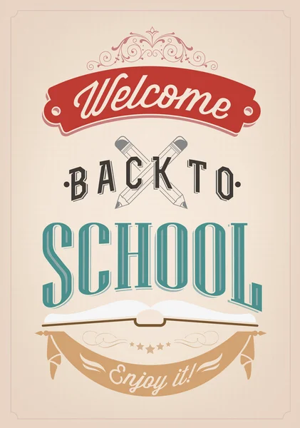 Back To School Typography Background — Stock Vector