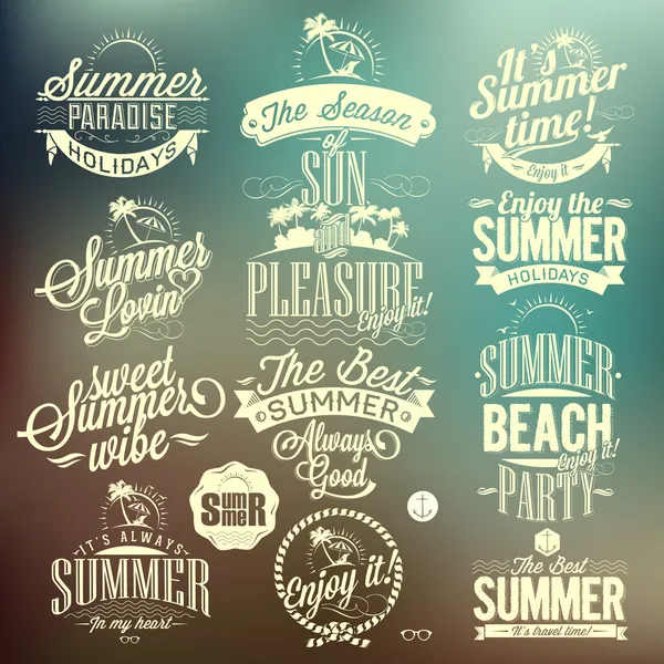 Elementos retro para diseños caligráficos de verano — Vector de stock