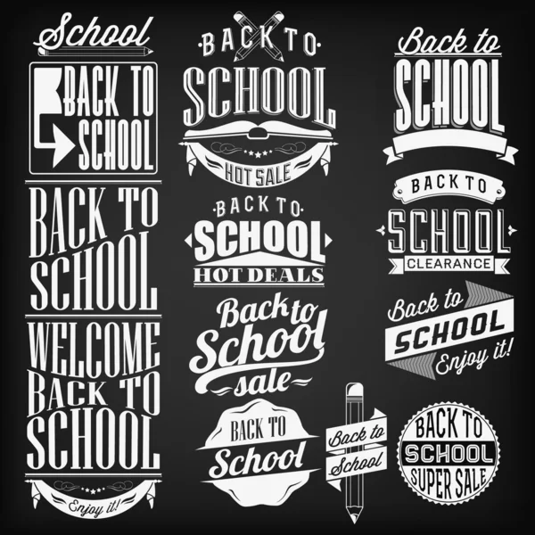 Back to School Calligraphic  Vintage Ornaments — Stock Vector