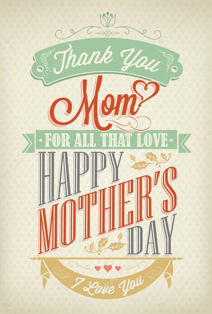 Vintage Happy Mothers's Day Typographical Background