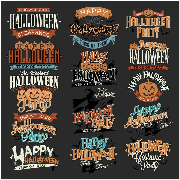 Halloween kalligrafische ontwerpen vintage vector instellen — Stockvector