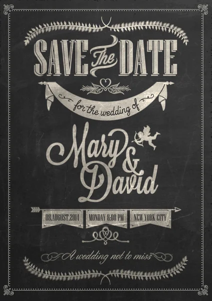 Save The Date Wedding invitation Card — Stock Vector