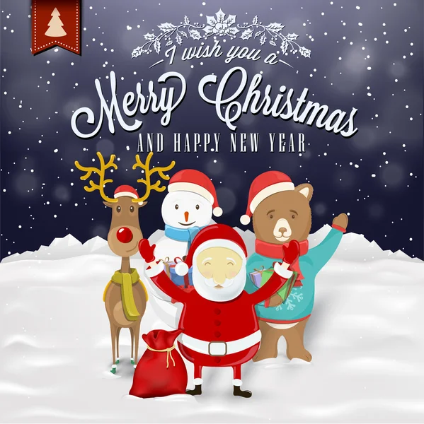 Funny Greeting Christmas Card — Stock Vector