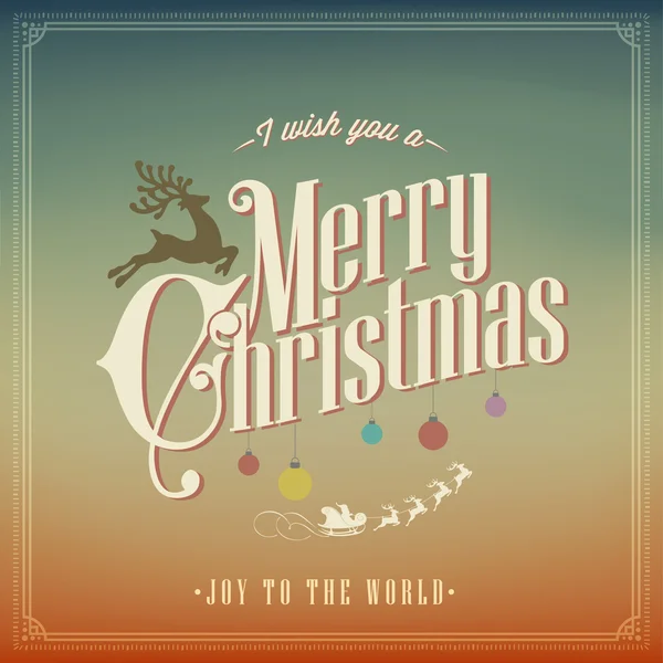 タイポグラフィとビンテージのクリスマス背景 — ストックベクタ