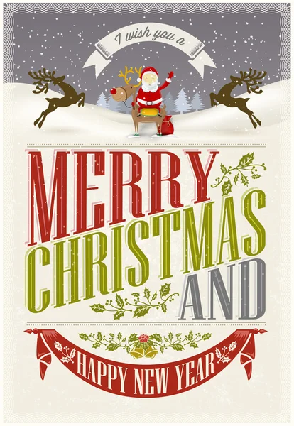 Vintage christmas achtergrond met typografie — Stockvector