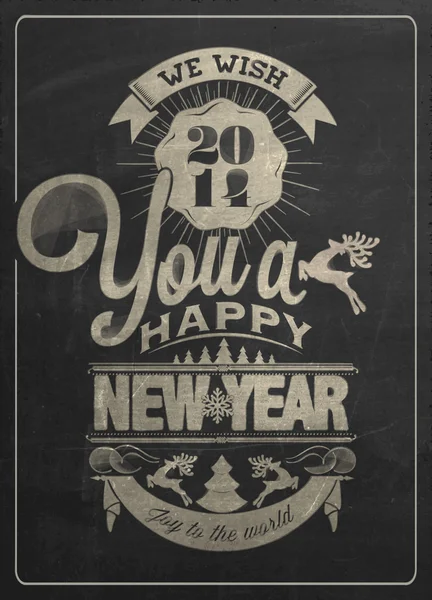 Vintage nuovo anno sfondo sulla lavagna — Vettoriale Stock