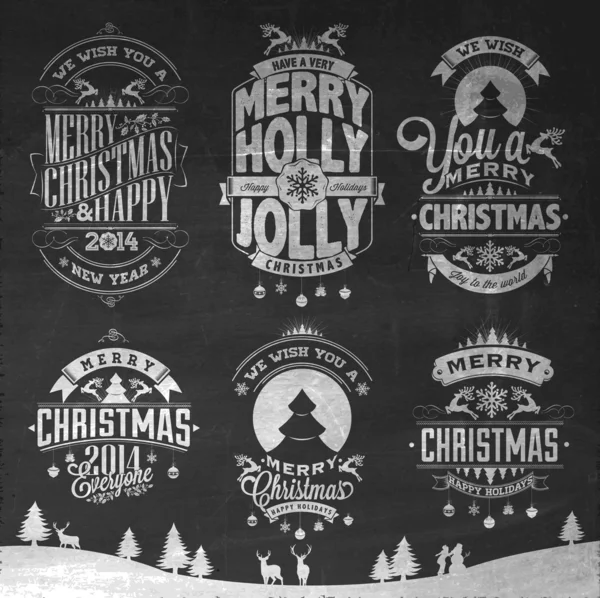 Ícones retro de Natal, elementos —  Vetores de Stock