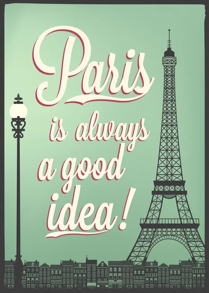 Retro Poster With Paris Symbols And Landmarks — Stock Vector