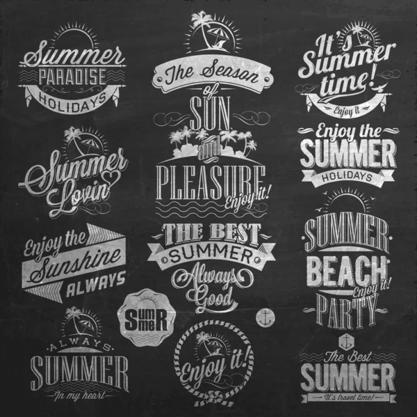 Retro elementen voor zomer kalligrafische ontwerpen op schoolbord — Stockfoto