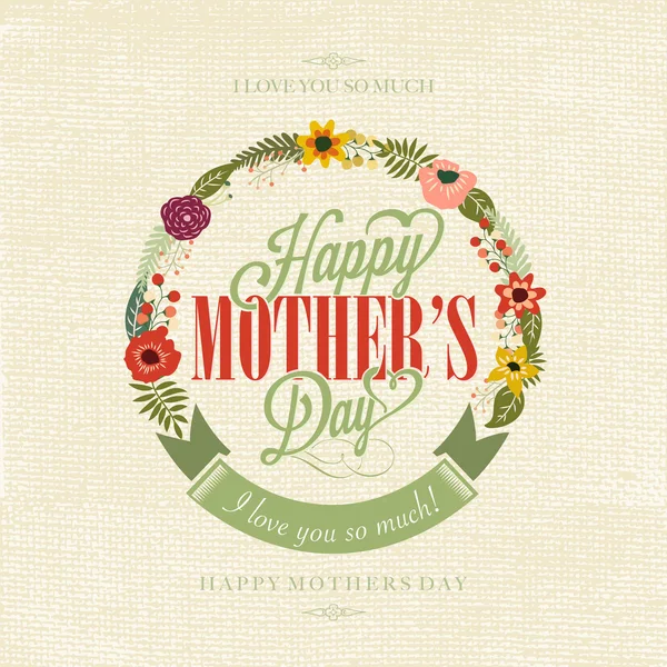 Vintage gelukkig moeders dag typografische achtergrond — Stockfoto