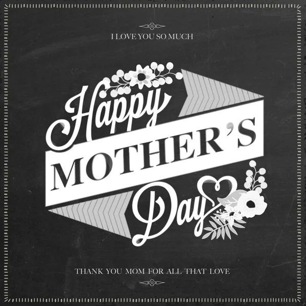 Vintage Happy Mothers's Day Typographical Background On Chalkboard — Stock Photo, Image