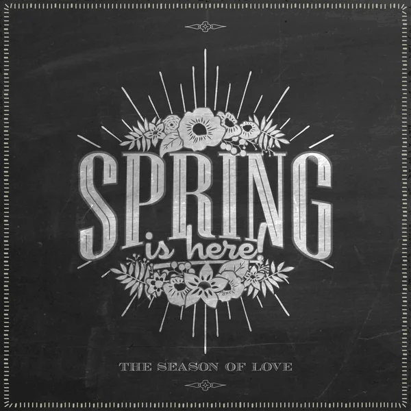 Beautiful Typographical Spring Background On Chalkboard — Stock Photo, Image
