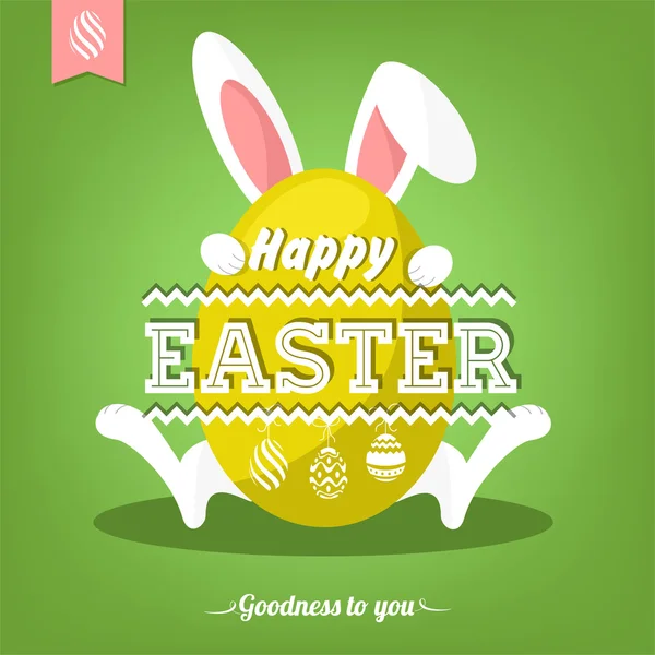 Happy Easter Typographical Background With Bunny — Stock Photo, Image