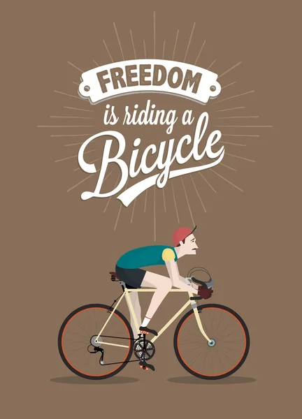 Εικονογράφηση ρετρό ποδήλατο με hipster χαρακτήρα — Φωτογραφία Αρχείου