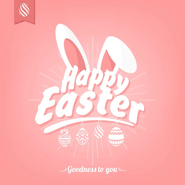 Szczęśliwy tło typograficzne Wielkanoc z bunny — Zdjęcie stockowe