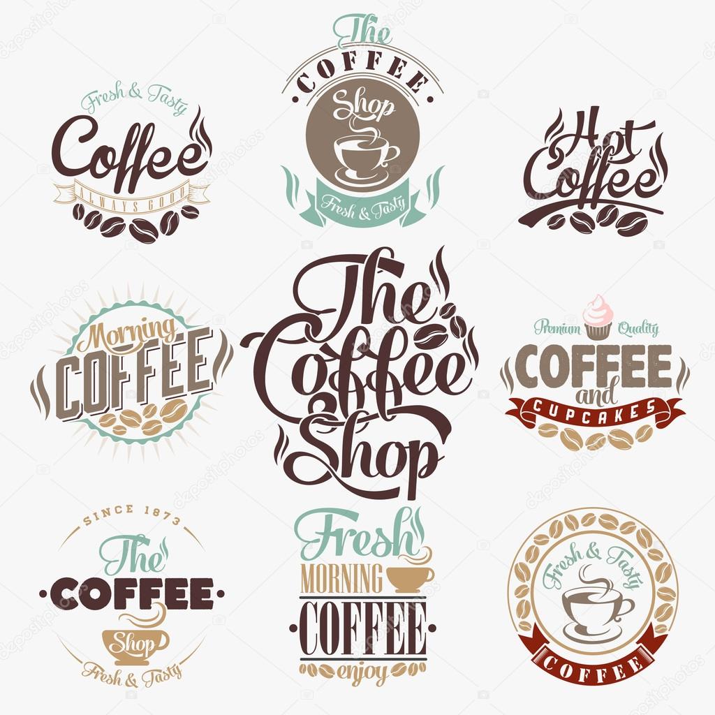 Set Of Vintage Retro Coffee Labels