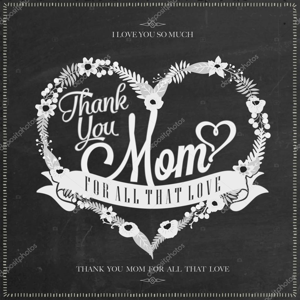 Vintage Happy Mothers's Day Typographical Background On Chalkboard